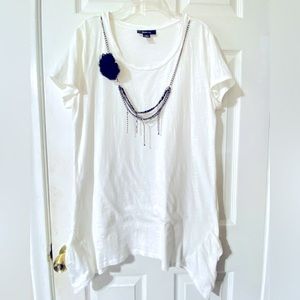 Style&Co. Women’s White Side Tie Crewneck Short Sleeves Top 100% Cotton Size L